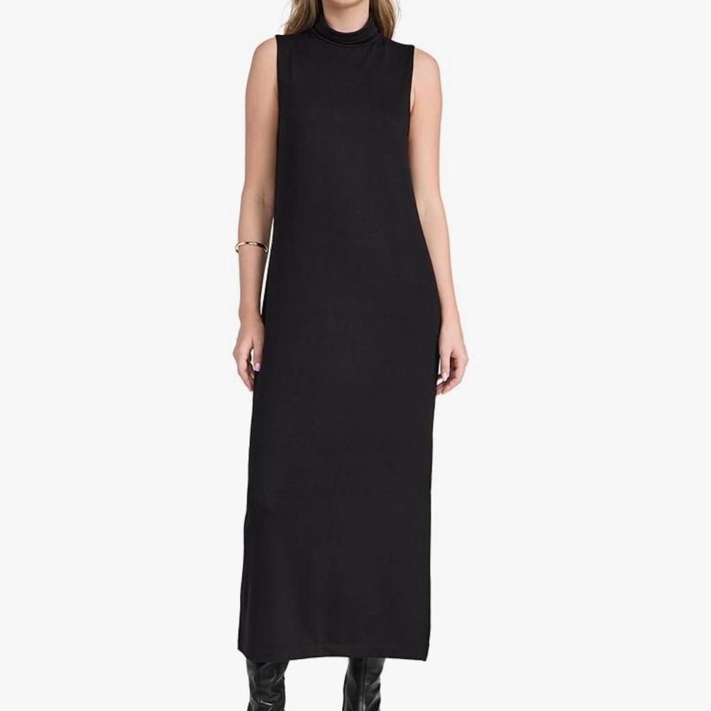 Vince Black Sleeveless Mock Neck Dress